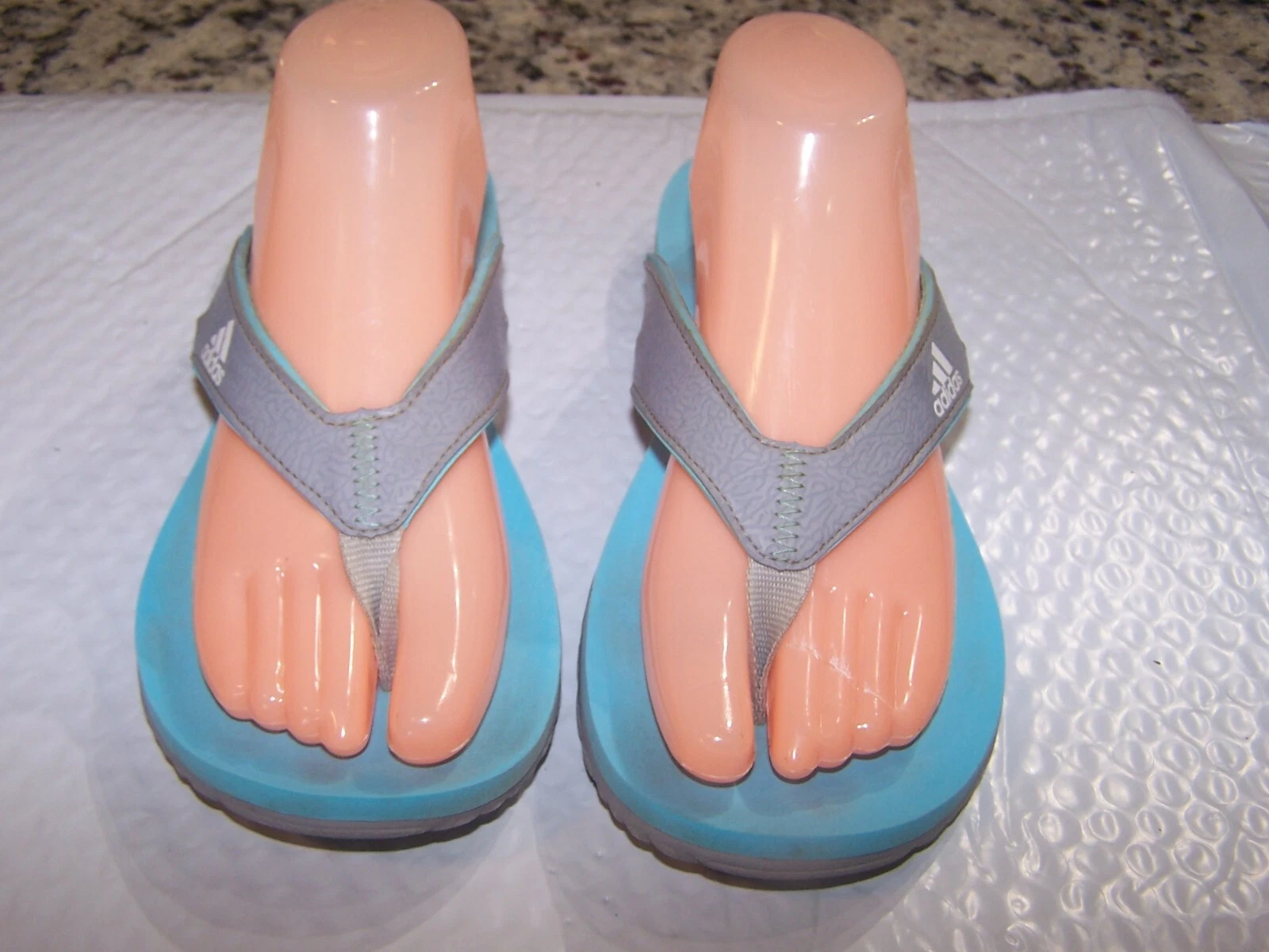 Adidas sandali infradito infradito grigi e blu donna taglia US 9 UK 8