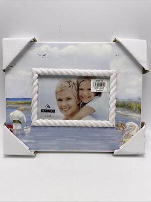 Malden Picture Frame Beach Coastal Scene Blue White Photo Wall Table 4 x 6 NEW