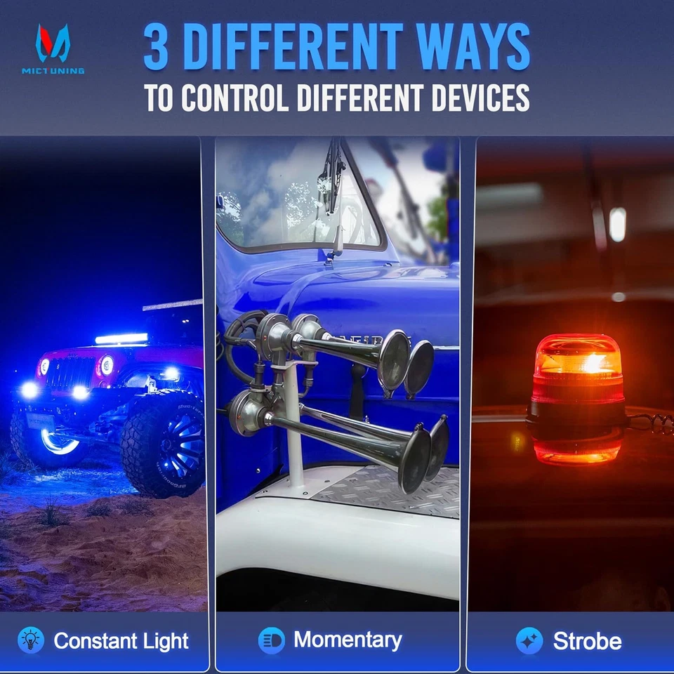 MICTUNING P1S-B08 8 Gang Switch Panel Blue LED Light Bar Relay System Marine Box - Image 4 of 4