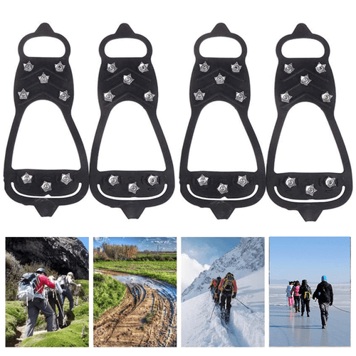 Ice Snow Anti Slip Spikes Grips Grippers Crampons Cleats For Hike Shoes Boot - Picture 4 of 6