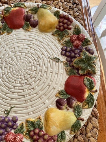 Baum Bros Style Eyes 3 Dimensional Cornucopia Collect. Platter Basket Weave 15” - Picture 6 of 7