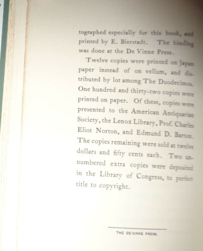 LE MANUEL DUODECIMOS POUR 1897 - Edition Limitée à 50 exemplaires. De Vinne Press. - Photo 6 sur 8
