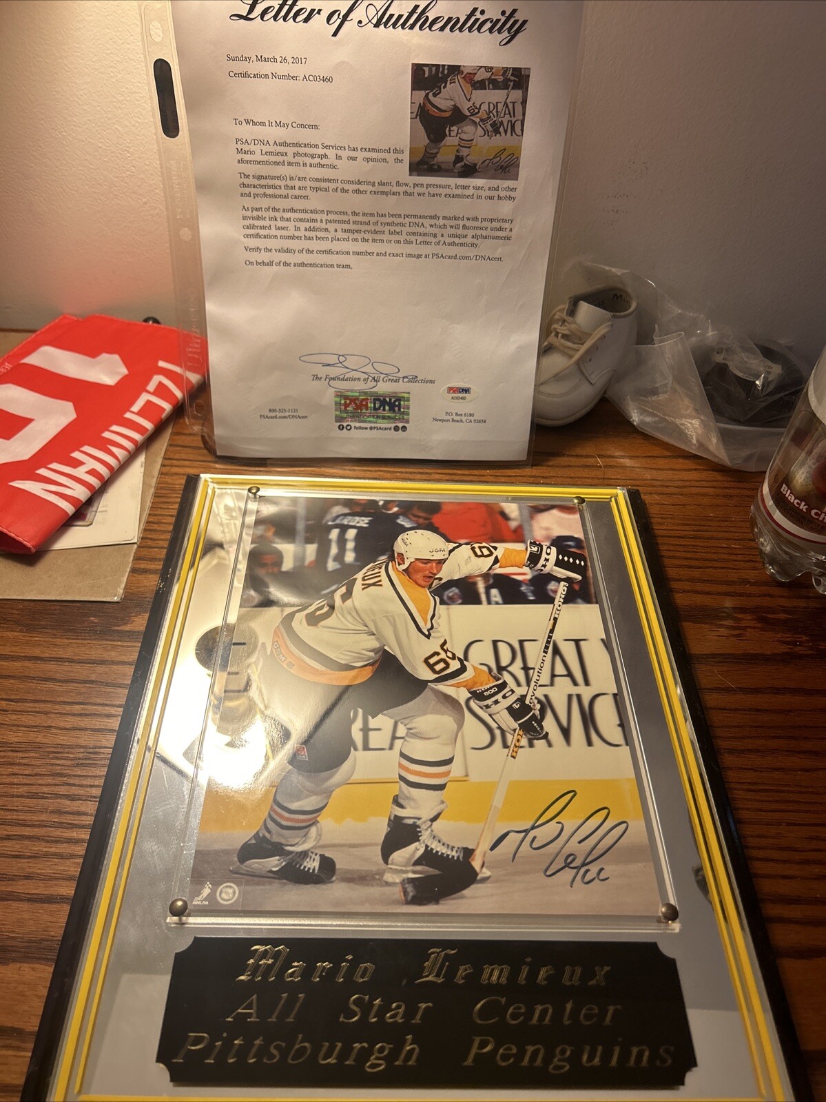 Mario Lemieux Autograph 8x10 In Case Psa/dna Loa