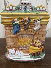 JC Penney JCP Christmas Fireplace Mantel Cookie Jar