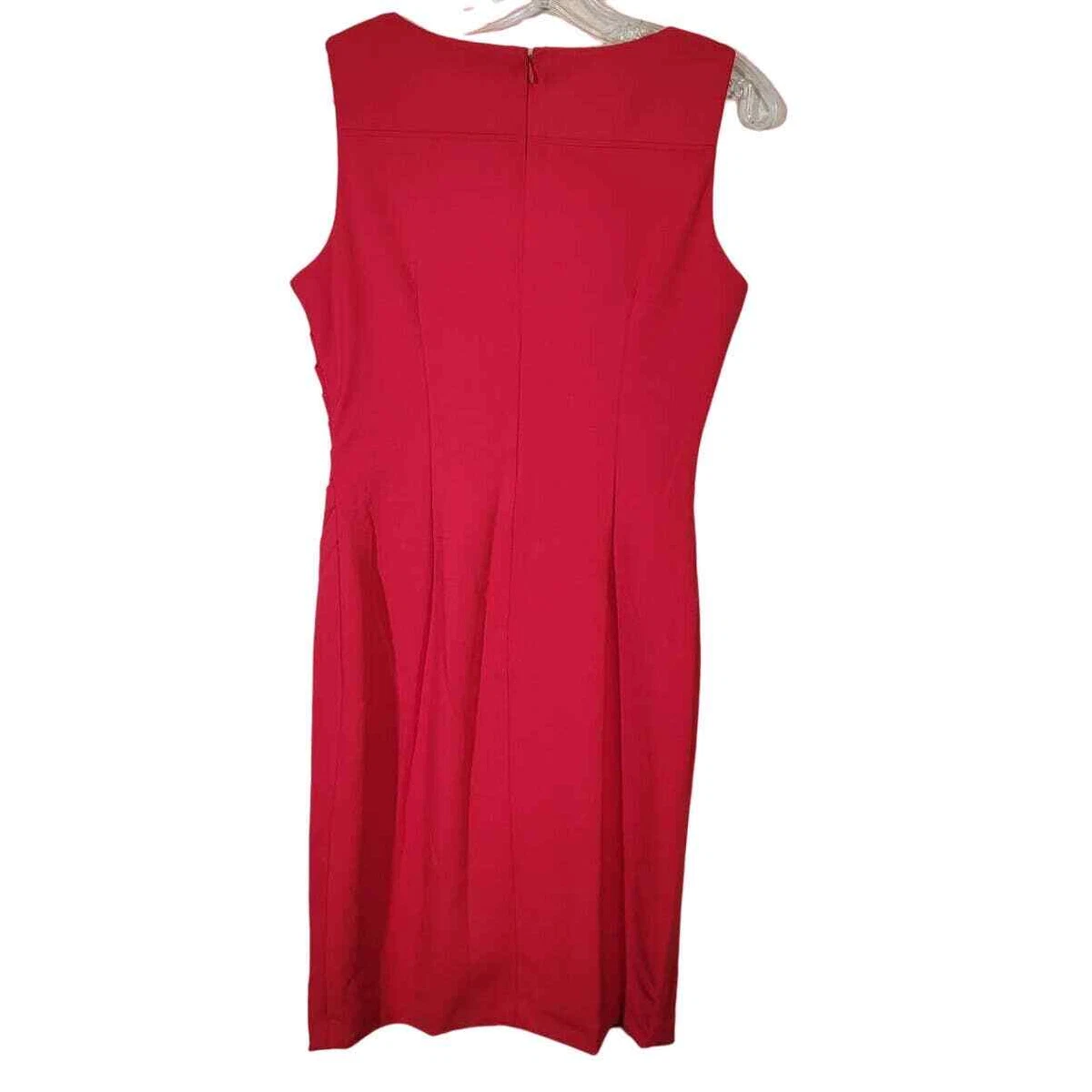 Calvin Klein Women's Tummy Cinching Ruched Sunburst Mini Dress Red Size 8