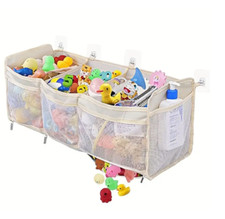 3 Compartment Bath Toy Organizer with Large Openings for Kids Storage