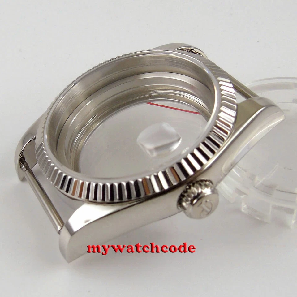 CAJA DE RELOJ PARNIS 36mm acero cristal zafiro compatible con movimiento ETA 2824 2836 8215 8205 Foto 3 de 4