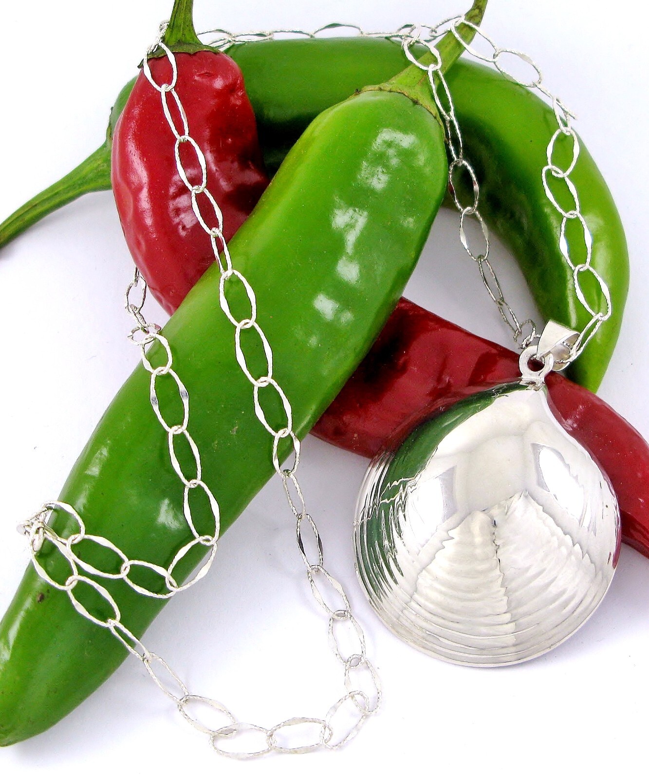 Solid Sterling Silver 925 Shell Pendant 30" Neckl… - image 4