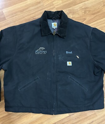 Vtg Carhartt Detroit Jacket J001 BLK 3XL 2013 Blanket Lined Canvas