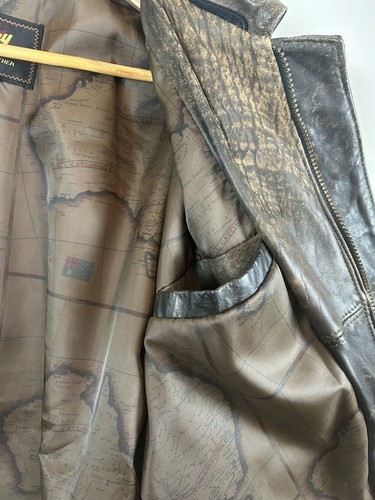 Vintage Top Gun Bomber Jacket Saray House Of Leather Men's Sz L Brown 90s EC - Picture 11 of 13