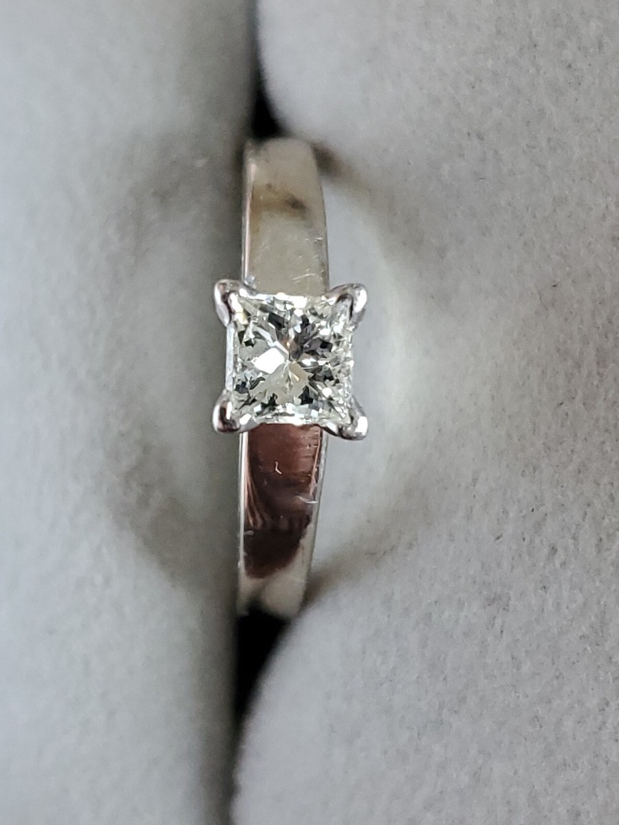 50CT Princess Cut DIAMOND SOLITAIRE ENGAGEMENT RING 14k WHITE GOLD