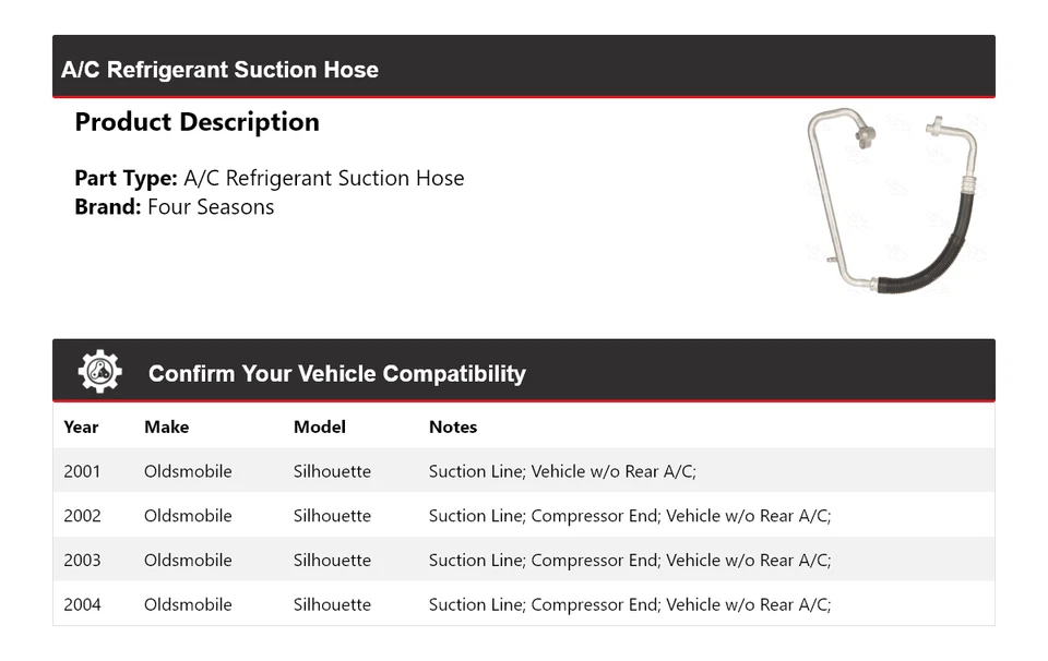 For 2001-2004 Oldsmobile Silhouette A/C Refrigerant Suction Hose 4 Seasons 2002 - Image 2 of 4