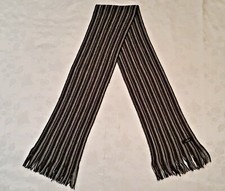 VINTAGE AUTHENTIC JEFF BANKS STRIPED KNITTED WOOL BLEND LONG MENS FRINGE SCARF