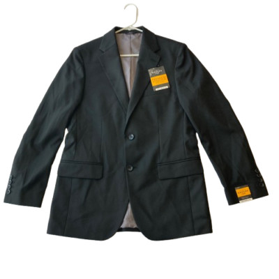 Haggar H26 Suit Coat Premium Stretch Tailored Fit 38R Black Shadow Check NWT