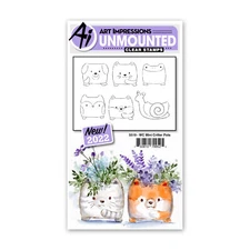 AI WC MINI CRITTER POTS SET-Art Impressions Watercolor Photopolymer Clear Stamps