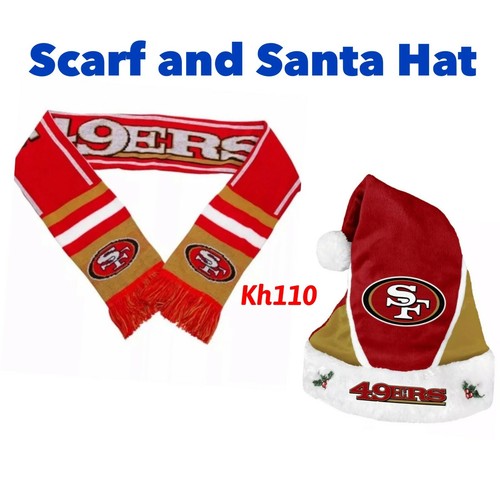 San Francisco 49ers Scarf and Santa hat 