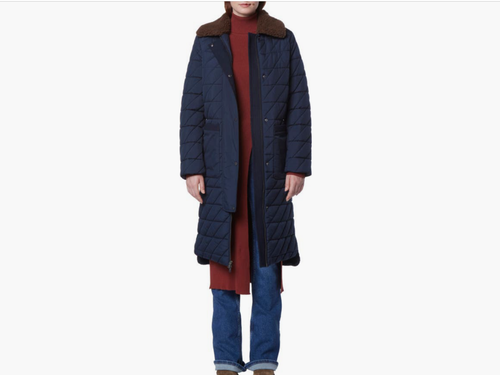 New Women's Maxine Quilted Coat color Ink Size L with faux shearling color - Picture 3 of 5