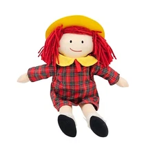 1994 Eden Toys Madeline Plush Doll 15" w/Scar No Coat Red Plaid Dress