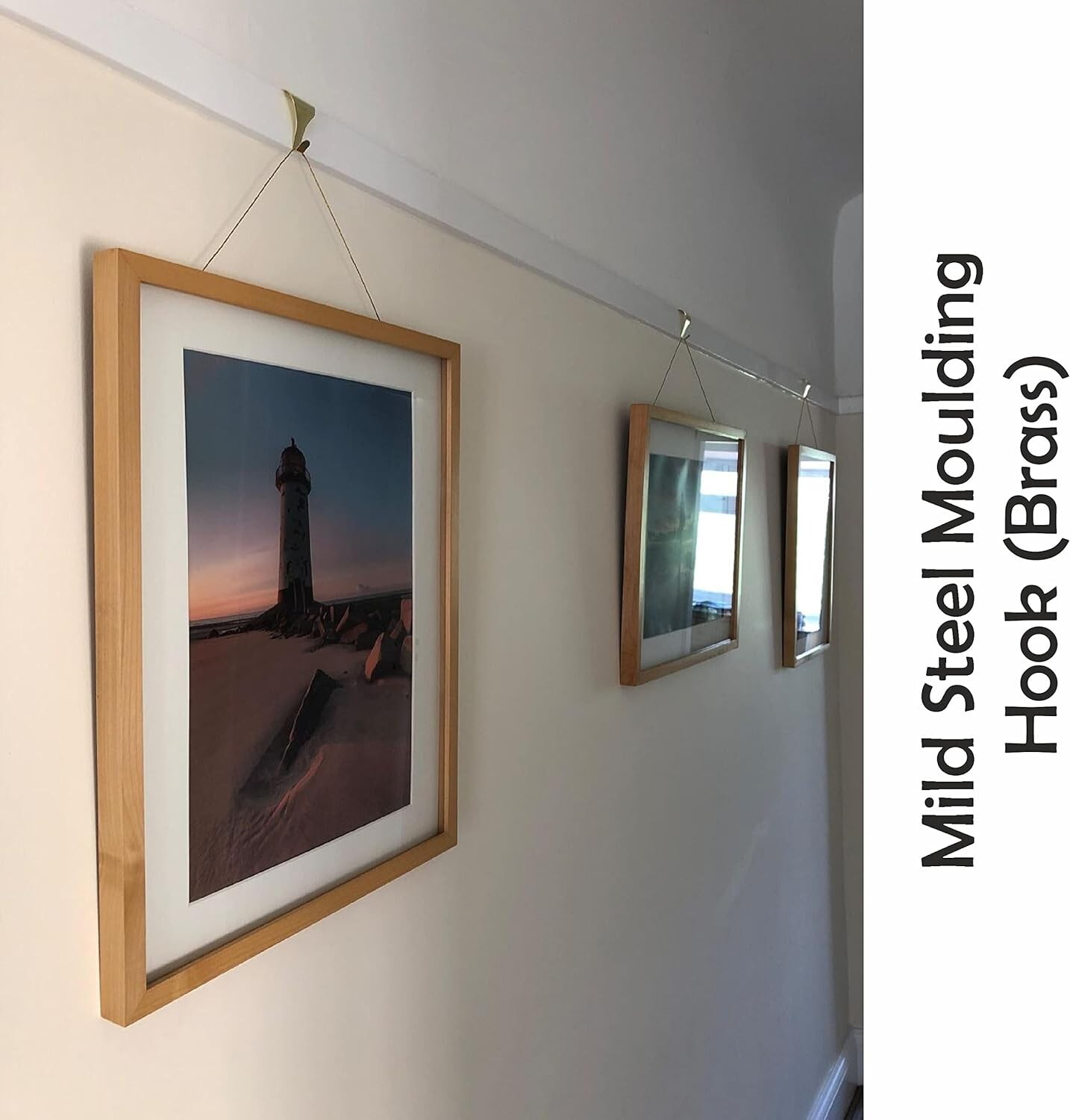 Pack Of 10 PICTURE RAIL MOULDING HANGING HOOKS BRASS eBay