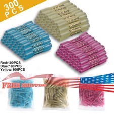 300PCS 22-10 AWG Heat Shrink Butt Wire Splice Connectors Seal Crimp Terminals US