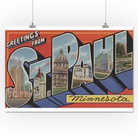 Greetings From St. Paul, Mn - Vintage Halftone (16x24 Giclee Print) Greetings From St. Paul, Mn - Vintage Halftone (16x24 Giclee Print)