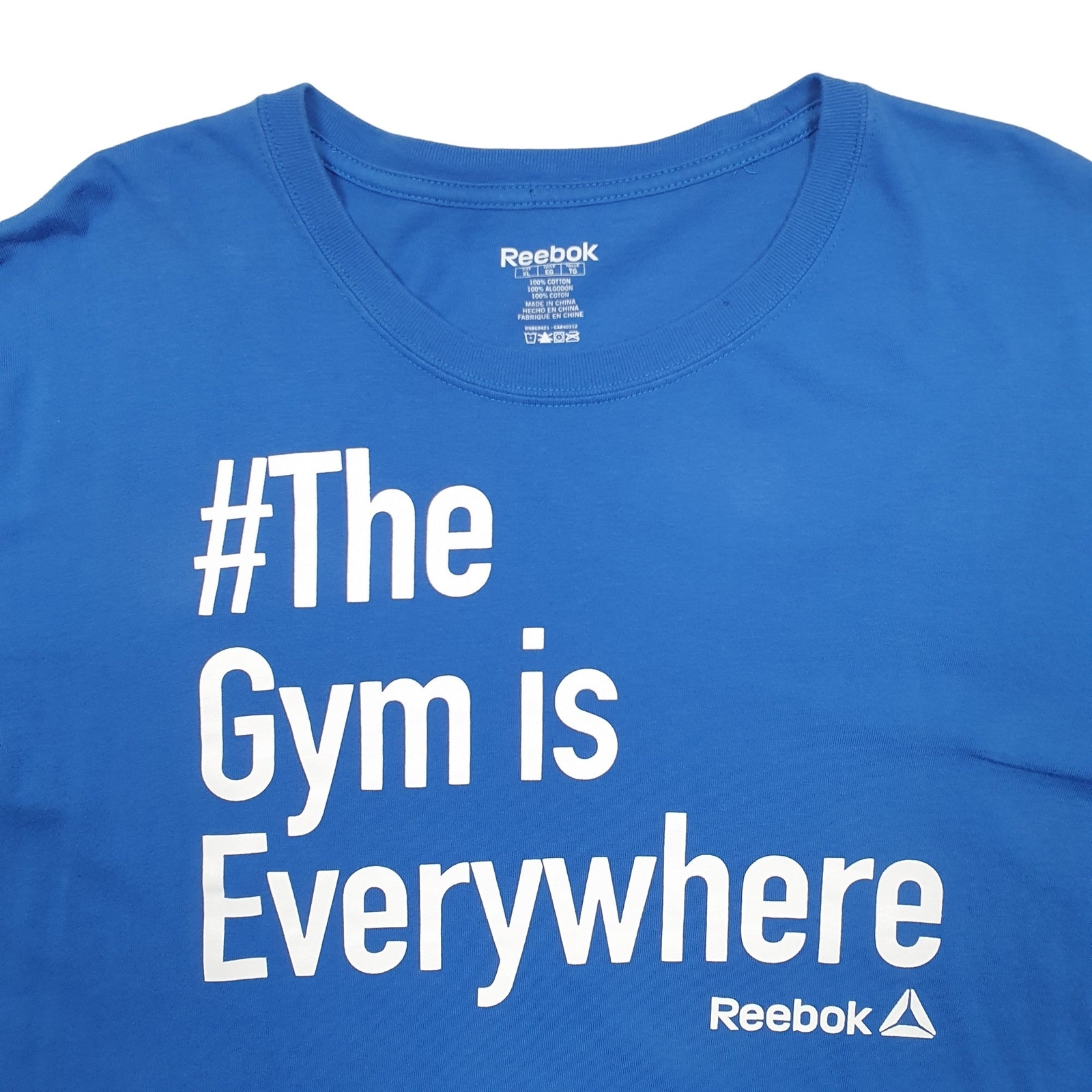 REEBOK Blue T Shirt Tee Spellout Short Sleeve Cotton Blend  &  Polyester Mens XL image 3