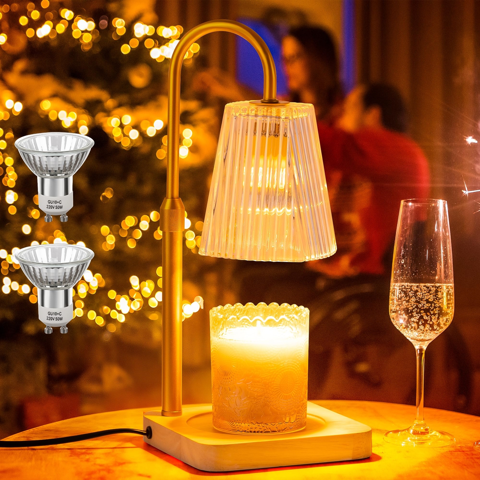 Adjustable Candle Warmer Lamp with Timer for Wax Melts - 50W Electric Light  -image