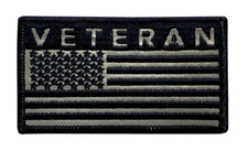 Reflective Veteran USA Flag Patch [Hook Fastener - 3.5 X 2.0 V-5]