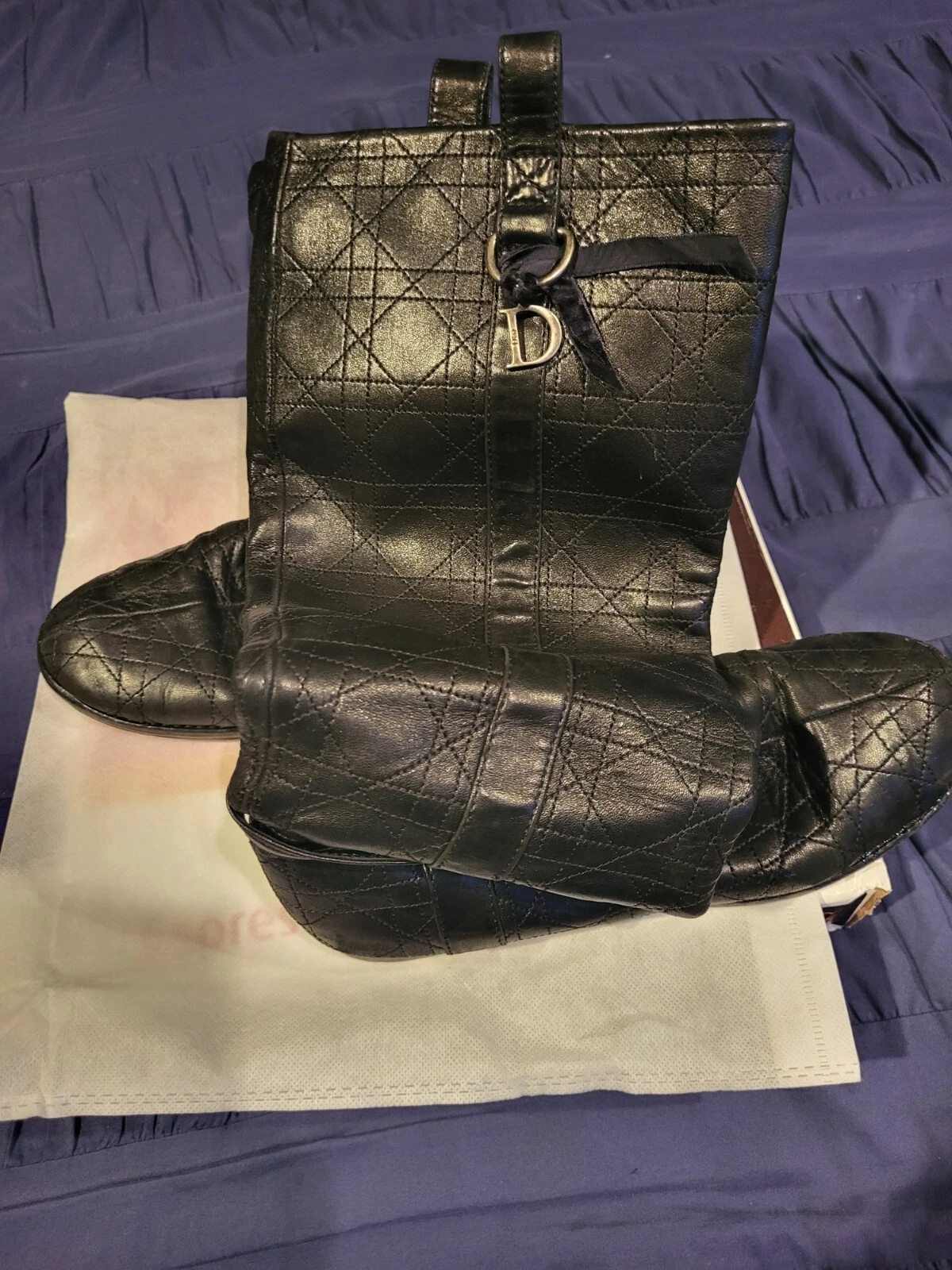 Bottes Christian Dior Cannage femmes grand noir 40 logo