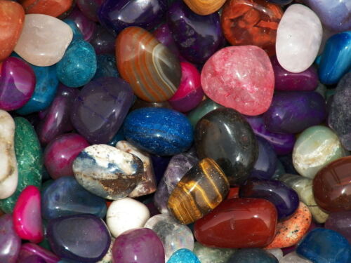 2000 Carat Lots of Size #6 Tumbled Polished Gemstones + A FREE Faceted Gemstone - Afbeelding 1 van 2