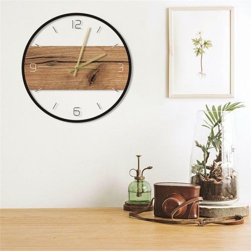 Orologio da parete con struttura in legno, rotondo, a batteria, da 30 cm, per de - Foto 8 di 10