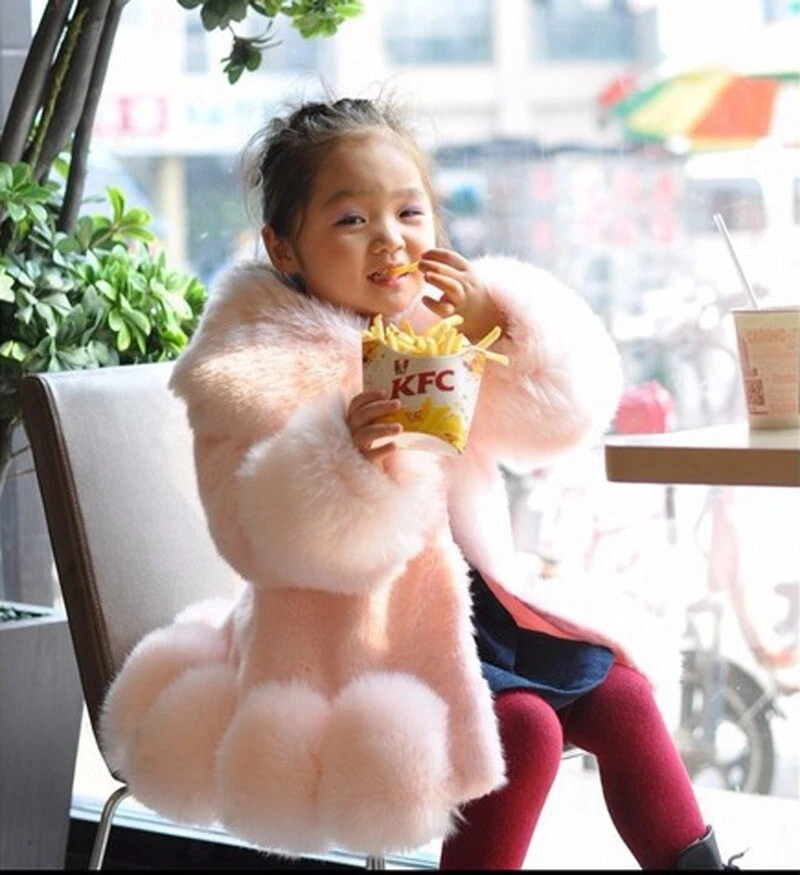 Baby Girls Long Sleeve Winter Wedding Faux Fur Coat Soft Party Coat Kids Outwear - Image 2 of 4