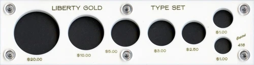 Capital Plastic 2" x 7-1/2" 7-Coin "Liberty Gold Type Set" holder - White