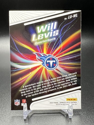 2023-24 Donruss Optic Football WILL LEVIS RC ROOKIE Light It Up LU-WL Titans - Bild 2 von 2