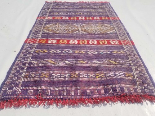 Distressed Fine Vintage Traditional Hand Made Oriental Wool Kilim 107x67cm