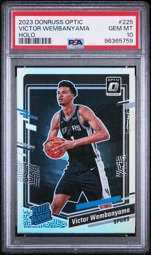 VICTOR WEMBANYAMA 2023 OPTIC HOLO PRIZM RC #225 PSA 10 GEM MINT SPURS