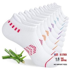 Ankle Socks for Women, Bamboo Viscose Cushioned Running 6-9 5 Pairs White