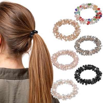 6 Pcs Rhinestone Hair Ties Fancy Elastic High Ponytail Holder Stretchy Hair B...