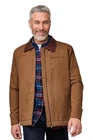 Mens Sherpa-Lined Zip Jacket, Canvas Washed Cotton Coat by Pegasus