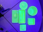 3 Pc Jeanette Jadeite Uranium Glow Refrigerator Set Excellent Condition
