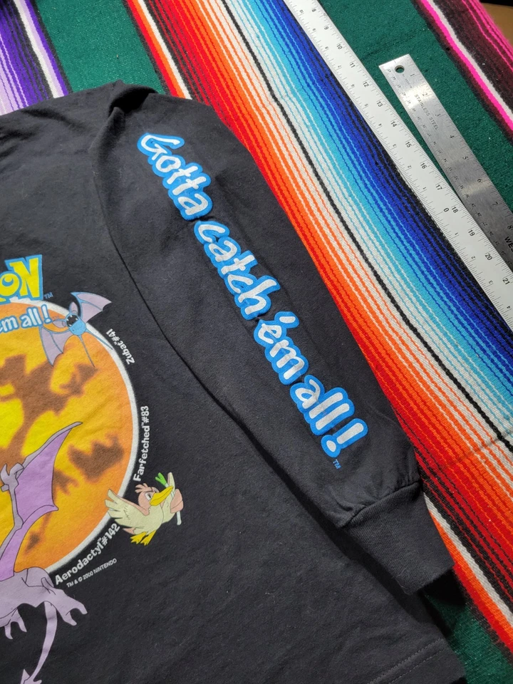 Vintage Pokemon Aerodactyl Zubat 2000 Nintendo Long Sleeve T-Shirt Size Youth L - Image 4 of 4