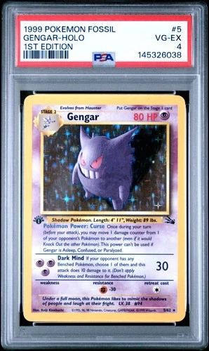 Gengar-Holo Pokemon Fossil 5 NM PSA 4