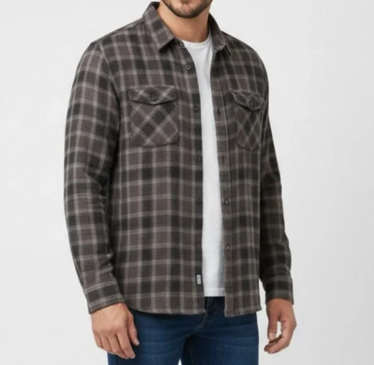 Vans Gray Plaid Button Up Flannel Shirt Size Large