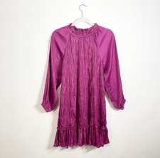 NWT Anthropologie Maeve Tasha Smocked Mini Dress Raspberry Pink Small