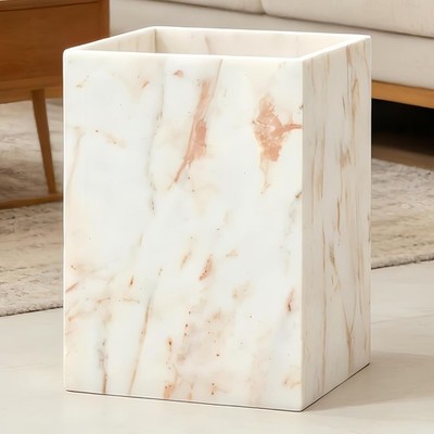 Small Marble Rectangular Trash Can 1.9 Gallon/7.2 Liter Garbage Bin Decorative
