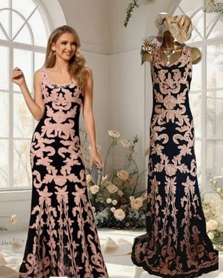 Phase eight black Blush lace 20s gatsby wedding evening Long dress Gown 16 18