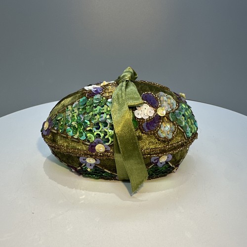 Vintage Katherine's Collection Wayne Kleski Velvet Beaded Egg Treasure Box NEW - Picture 1 of 6