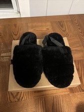 UGG Women's Fluff Yeah Slide Slipper - Black, US 11 W/ Sheepskin Suede Care Kit