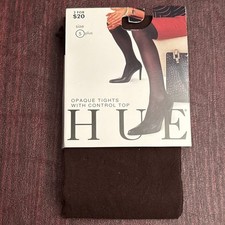 Hue Womens Opaque Control Top Tights Espresso Sz 5 Plus Weight 255-300lb NWT