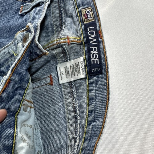 Cruel Girl LOW Rise Flare Jeans Twisted Seam Embroidered Patch Women’s 13 Raw - Picture 5 of 10